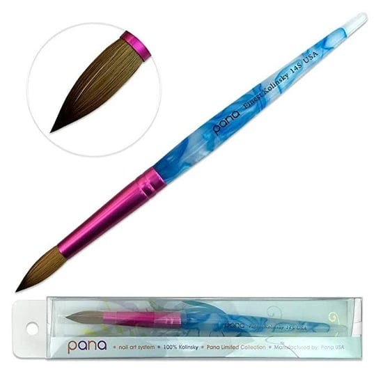 pana-pure-kolinsky-hair-acrylic-nail-brush-round-shape-pink-ferrule-with-white-swirl-blue-handle-siz-1