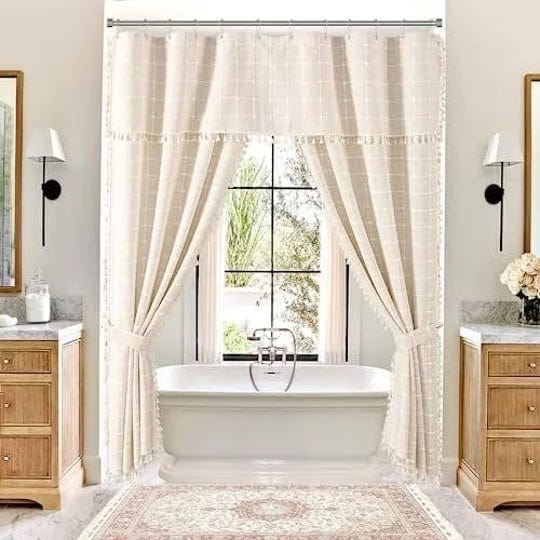 bttn-boho-farmhouse-shower-curtain-linen-rustic-heavy-duty-fabric-shower-curtain-set-with-tassel-wat-1