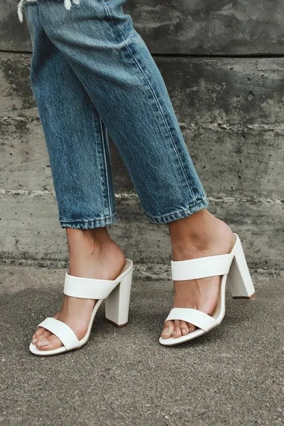 Marlowe Off White High Heel Sandals - Stylish Vegan Friendly Footwear | Image