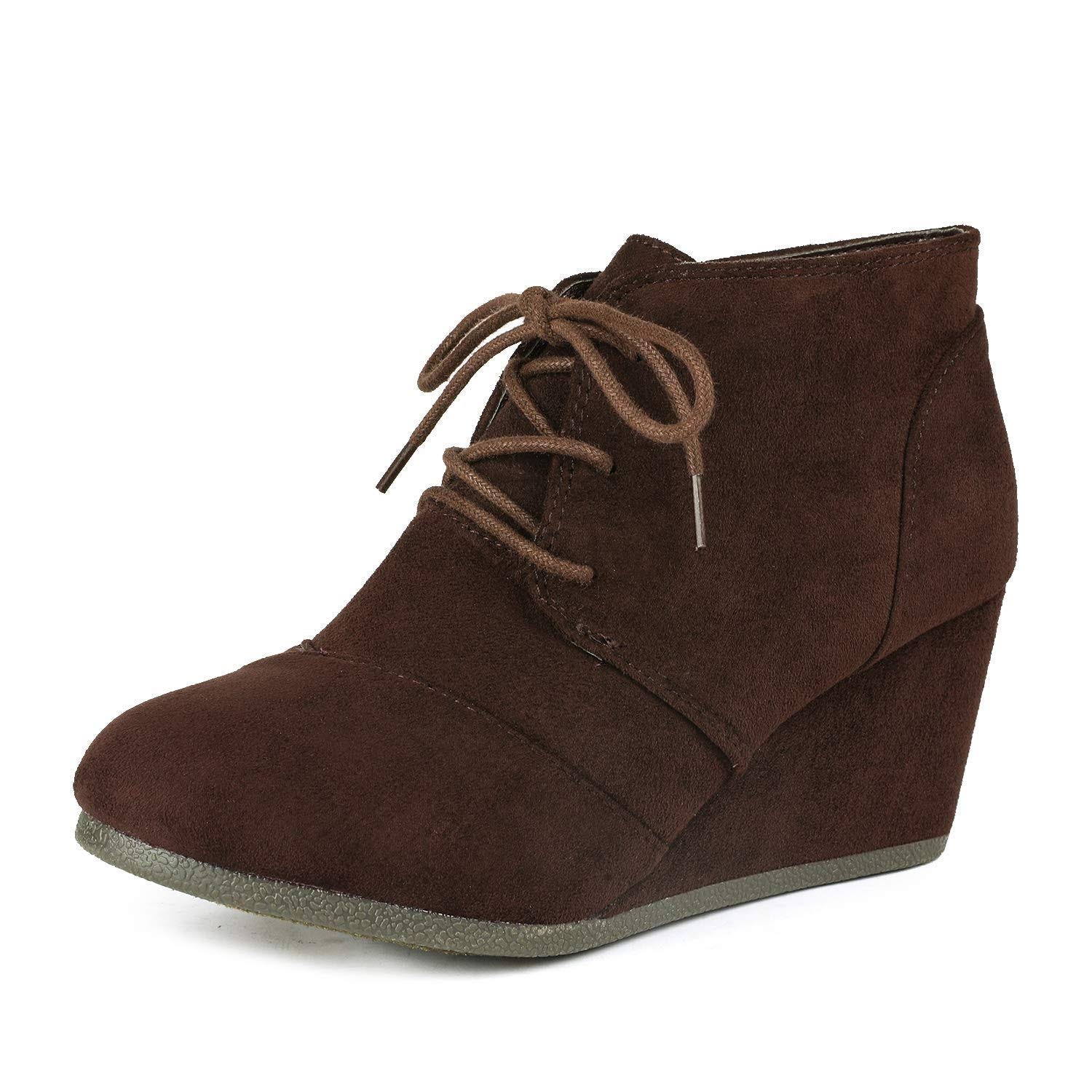 Comfortable Lace-Up Low Wedge Heel Booties for Women | Image