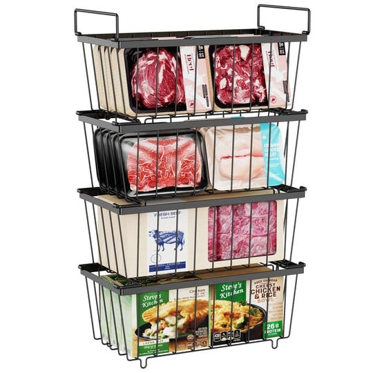 ispecle-chest-freezer-organizer-4-pack-stackable-baskets-with-handles-pantry-organization-and-storag-1