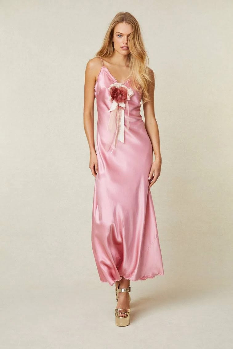 Elegant Silk Maxi Dress in Pink Spritz/XXL | Image