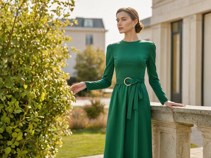 Green-Long-Sleeve-Midi-Dress-2