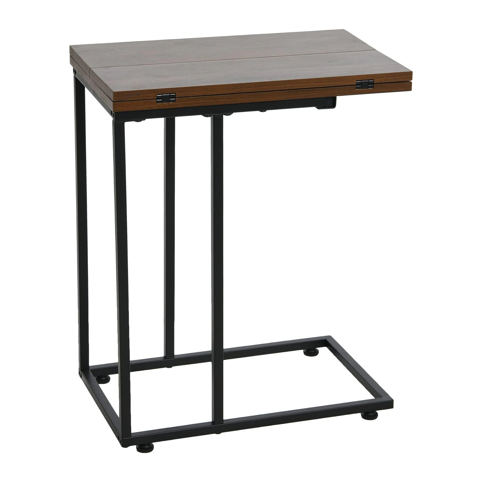 Compact Walnut End Table with Fold-Out Sides | Image