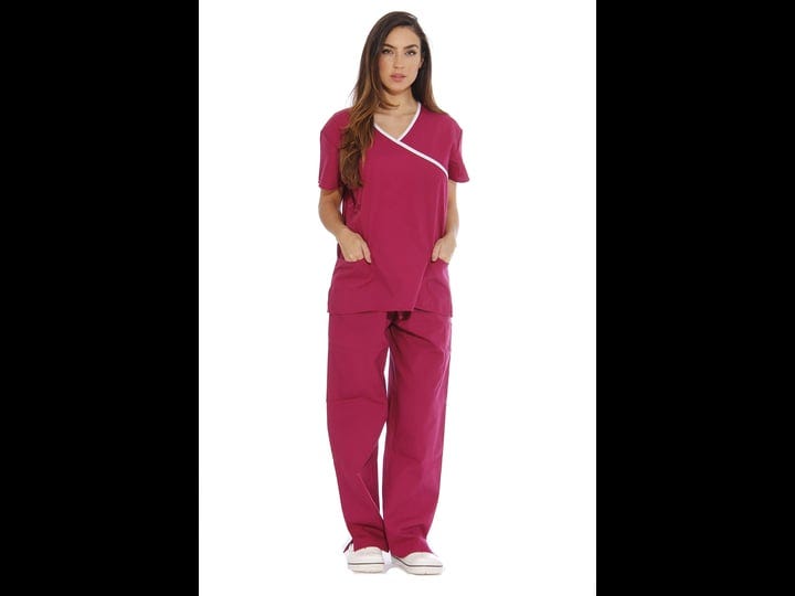 11149w-just-love-womens-scrub-sets-medical-scrubs-nursing-scrubs-l-large-burgundy-with-white-trim-1