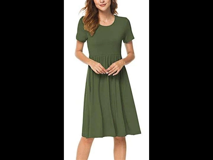 db-moon-women-casual-short-sleeve-dresses-empire-waist-knee-length-dress-with-pockets-army-green-xl-1