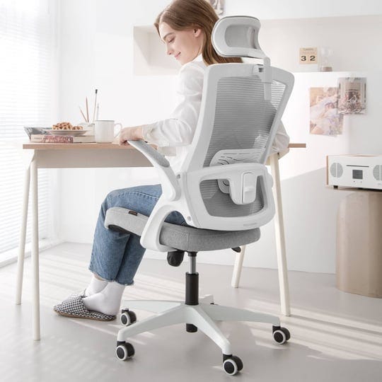 neo-chair-ergonomic-high-back-office-chair-with-flip-up-arms-adjustable-headrest-beige-1