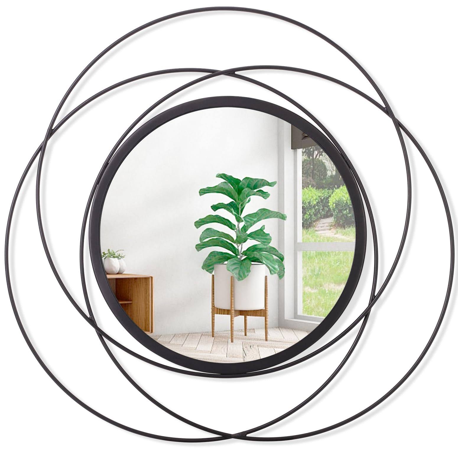 Elegant Black Circle Wall Mirror | Image