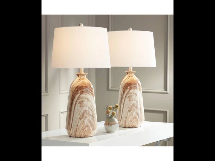 360-lighting-carlton-modern-table-lamps-28-tall-set-of-2-swirling-brown-faux-marble-white-tapered-dr-1