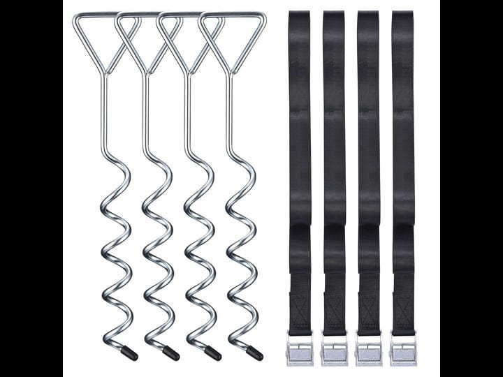 yescom-universal-trampoline-tie-down-anchor-kit-galvanized-steel-stakes-straps-outdoor-silver-1