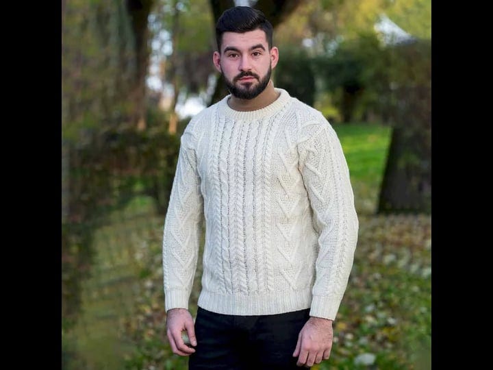 saol-mens-traditional-aran-crew-neck-sweater-mens-size-xl-white-1