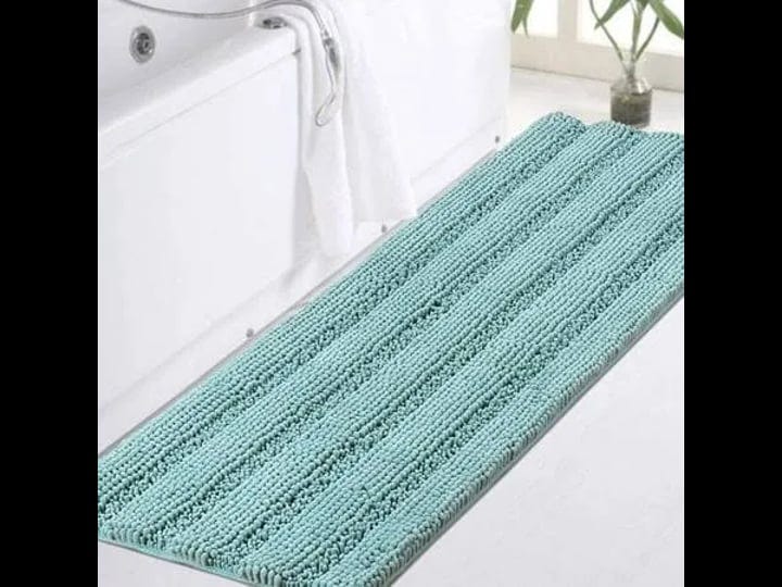 turquoize-bathroom-runner-extra-long-bathroom-rug-blue-chenille-bath-rug-non-slip-shaggy-bath-mat-sh-1