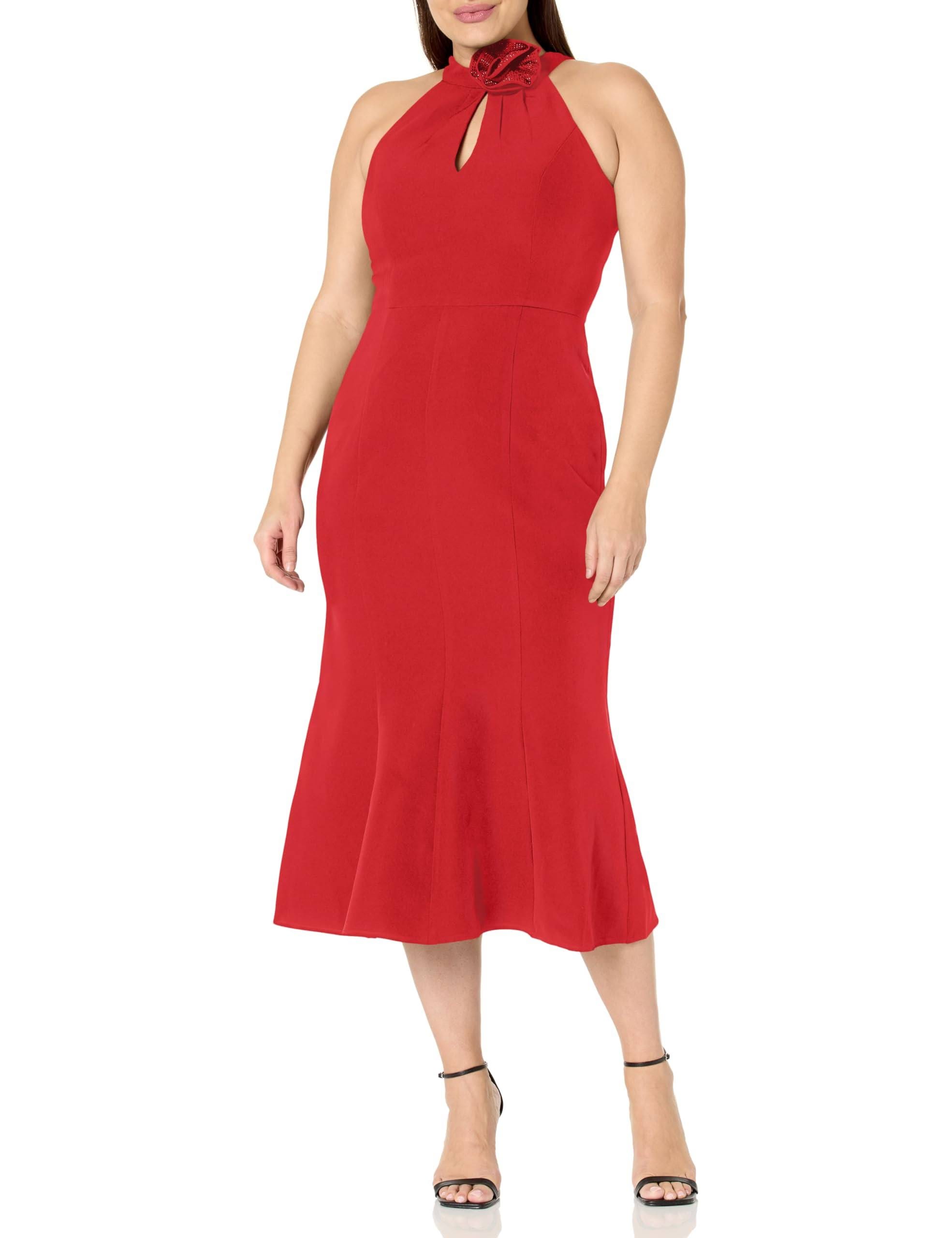 Elegant Plus Size Illiana Cherry Birthday Dress - Keyhole Closure | Image