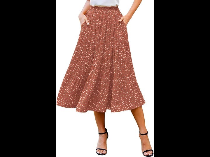 zeagoo-womens-midi-skirts-elastic-high-waist-skirt-polka-dot-casual-pleated-skirt-with-pockets-1