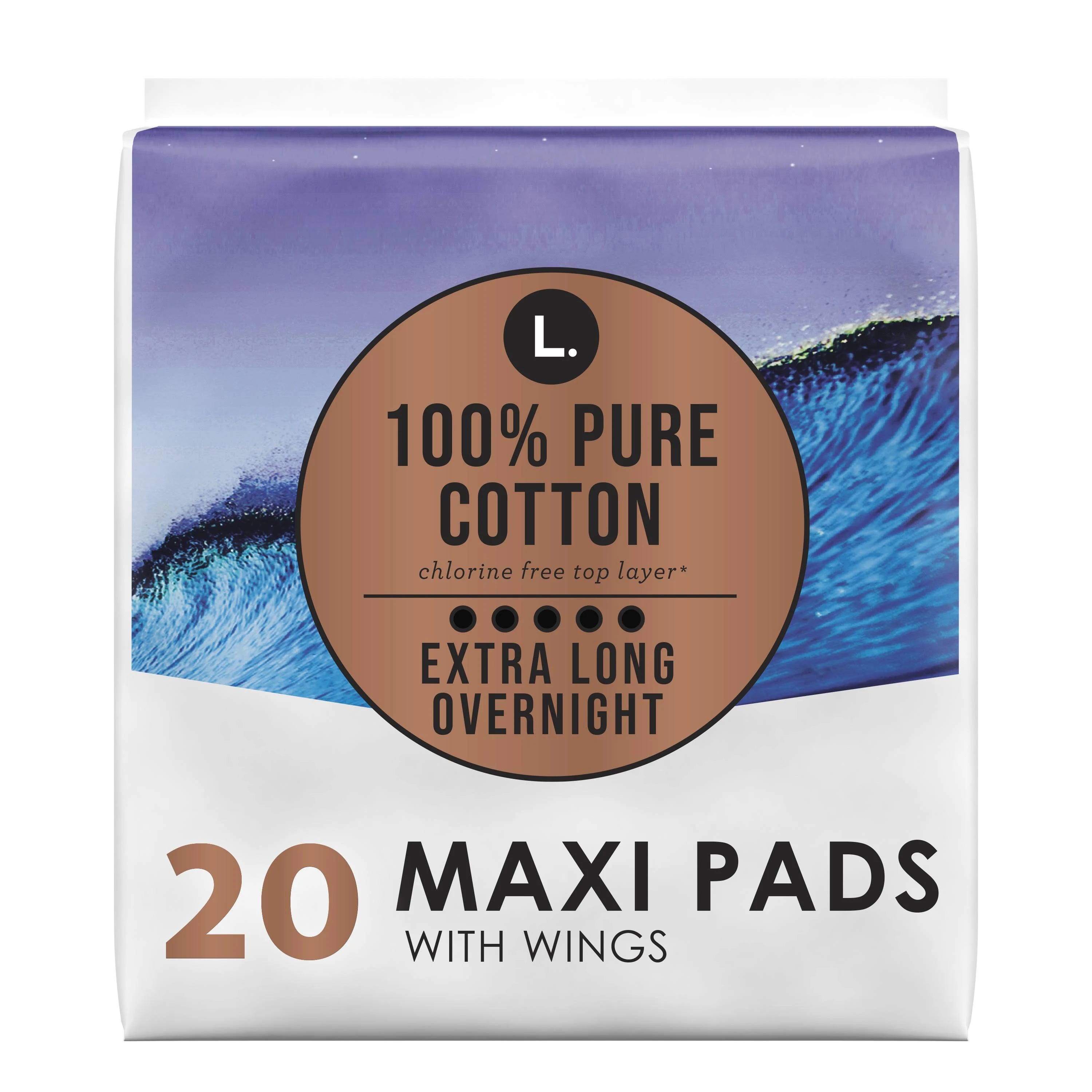 L. Pads with Wings: Extra-Long, Breathable, and Organic Cotton Overnight Protection | Image