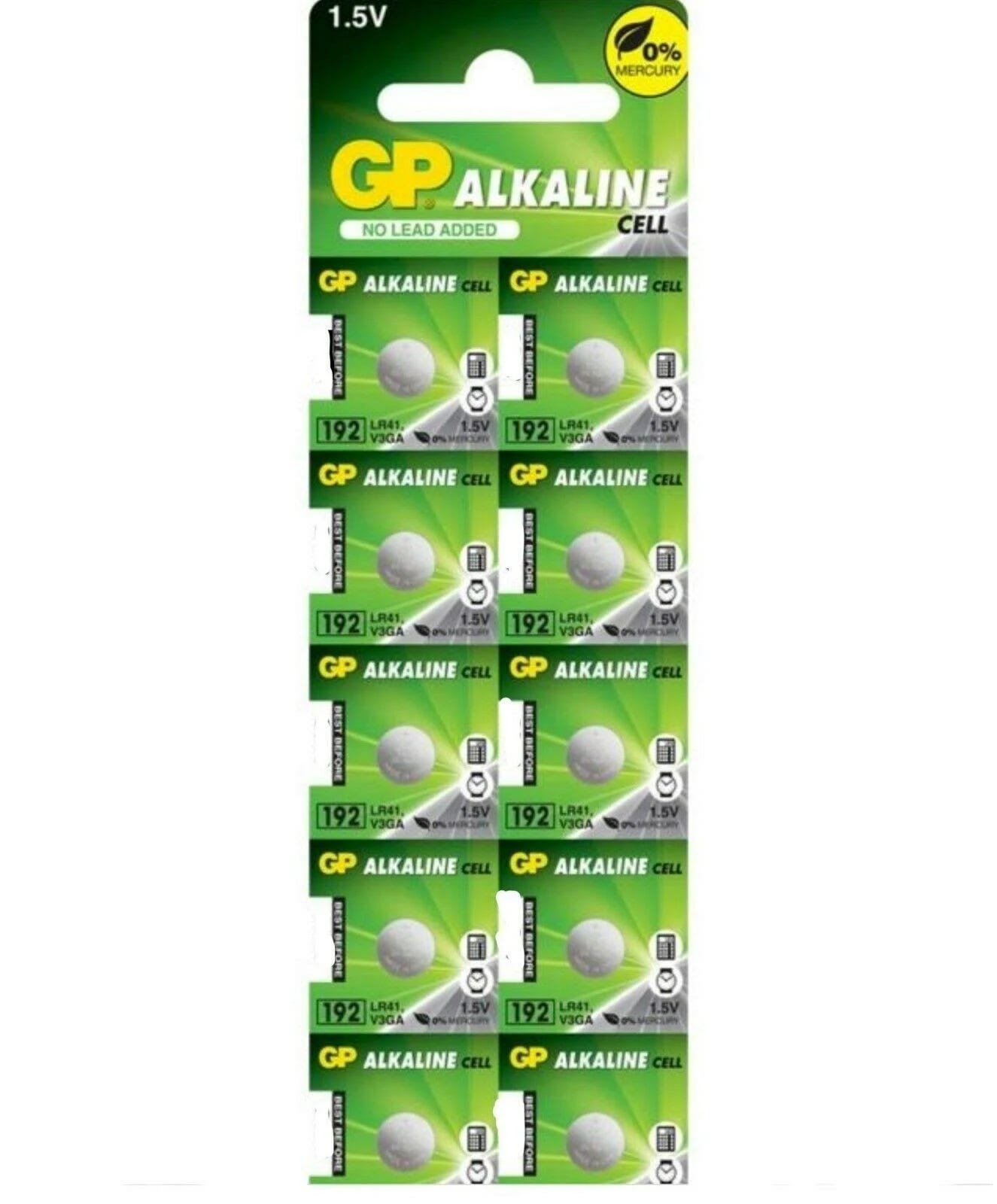 Lr41 Battery Pack of 10 - 1.5V Alkaline Cell Batteries | Image