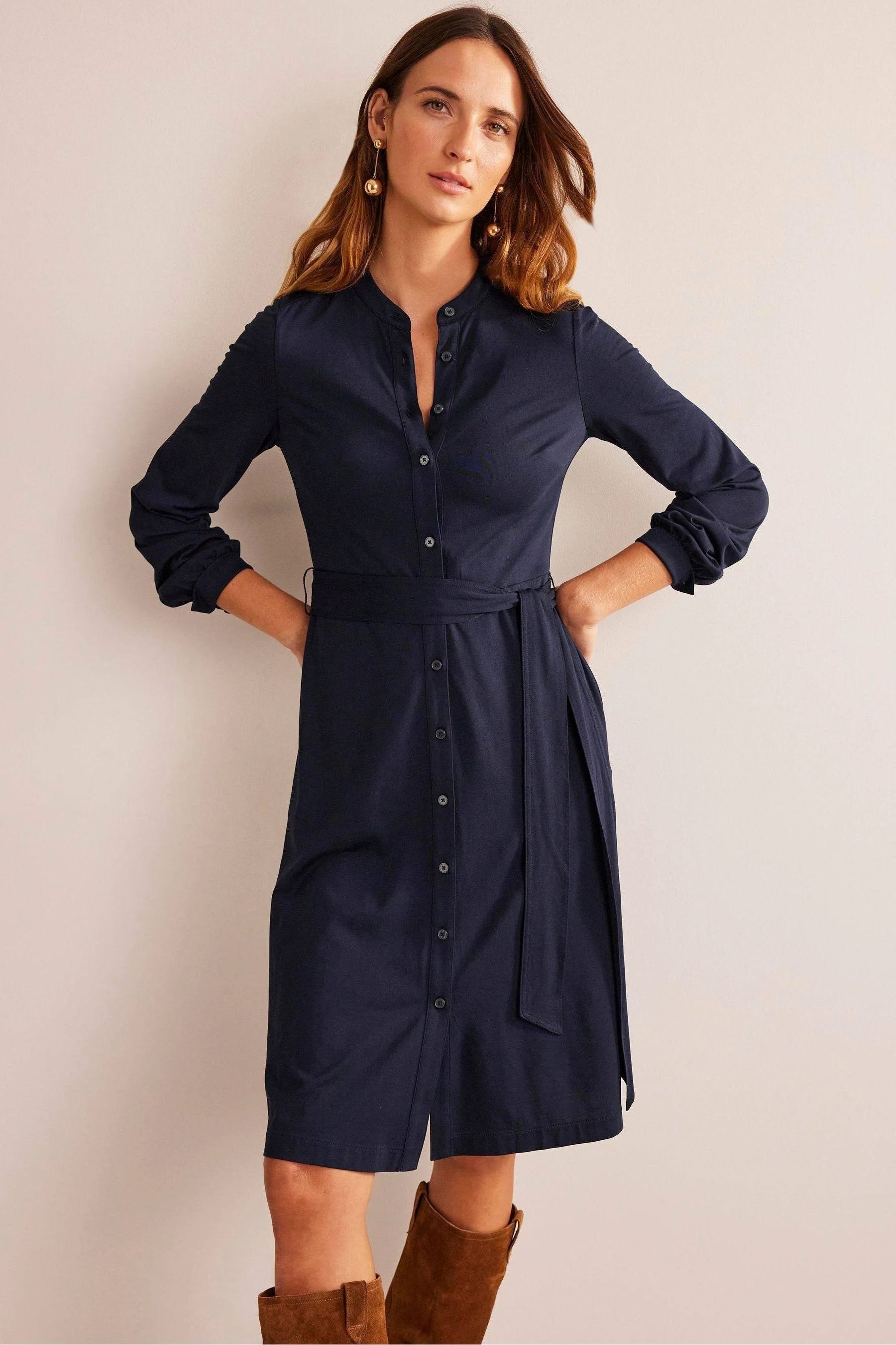 Boden's Navy Shirt Dress - Perfect for Transitional Seasons | Image