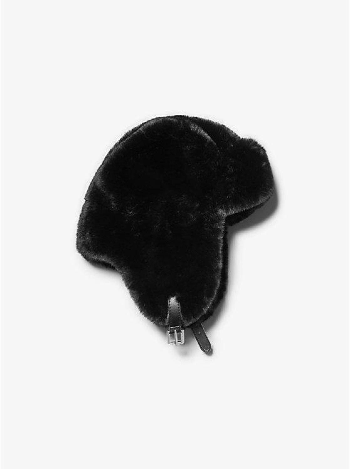 Stylish Black Faux Fur Michael Kors Trapper Hat | Image