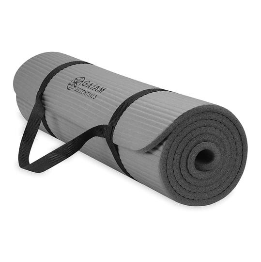 gaiam-essentials-thick-yoga-mat-fitness-exercise-mat-with-easy-cinch-carrier-strap-grey-72l-x-24w-x--1