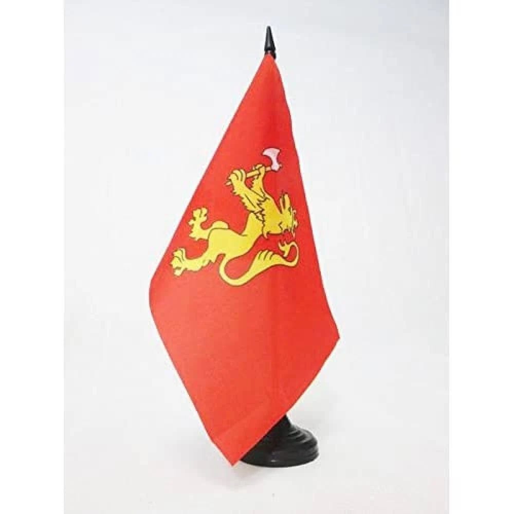 Norwegian Royal Standard Table Flag with Black Base and Pole | Image