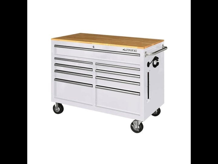 46-in-w-x-24-5-in-d-standard-duty-9-drawer-mobile-workbench-tool-chest-with-solid-wood-top-in-gloss--1