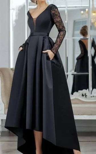 black-formal-high-low-long-sleeve-evening-gala-tie-prom-guest-dress-black-size-22w-by-dorris-wedding-1