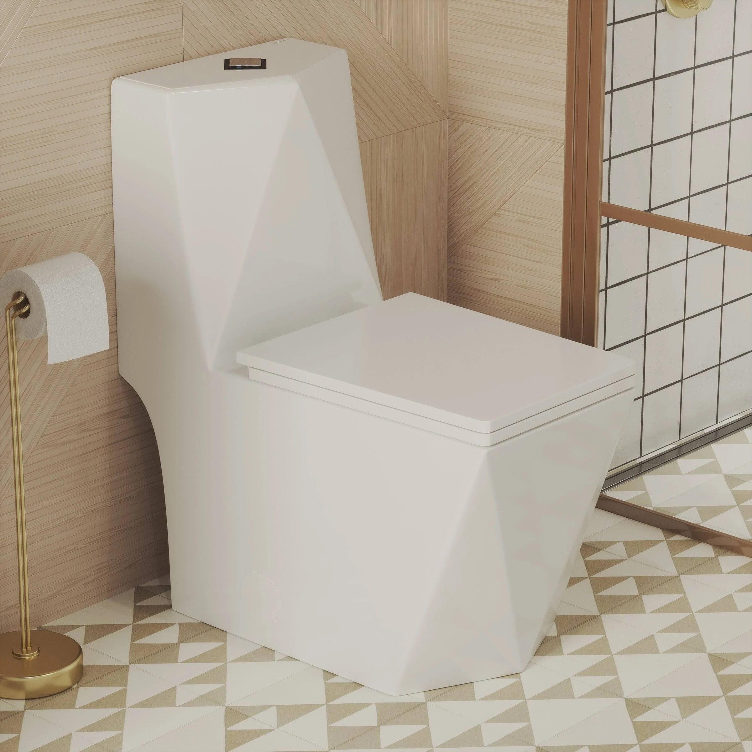 Square One-Piece Dual-Flush Toilet with High-Performance Vortex | Image