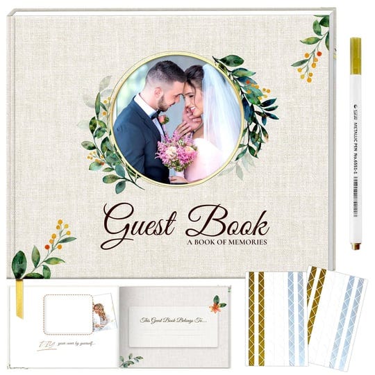 8x10-wedding-guest-book-photo-slot-guest-book-wedding-with-gold-pen-wedding-guestbook-with-100-corne-1