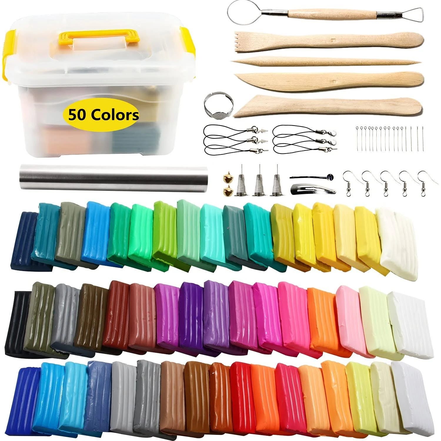 POZEAN 50-Color Oven Bake Clay Modeling Kit | Image