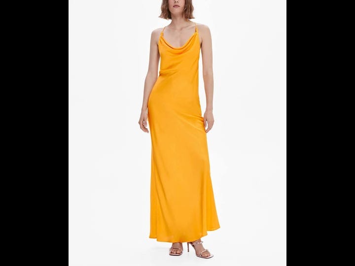 mango-draped-neck-satin-dress-orange-6-women-1