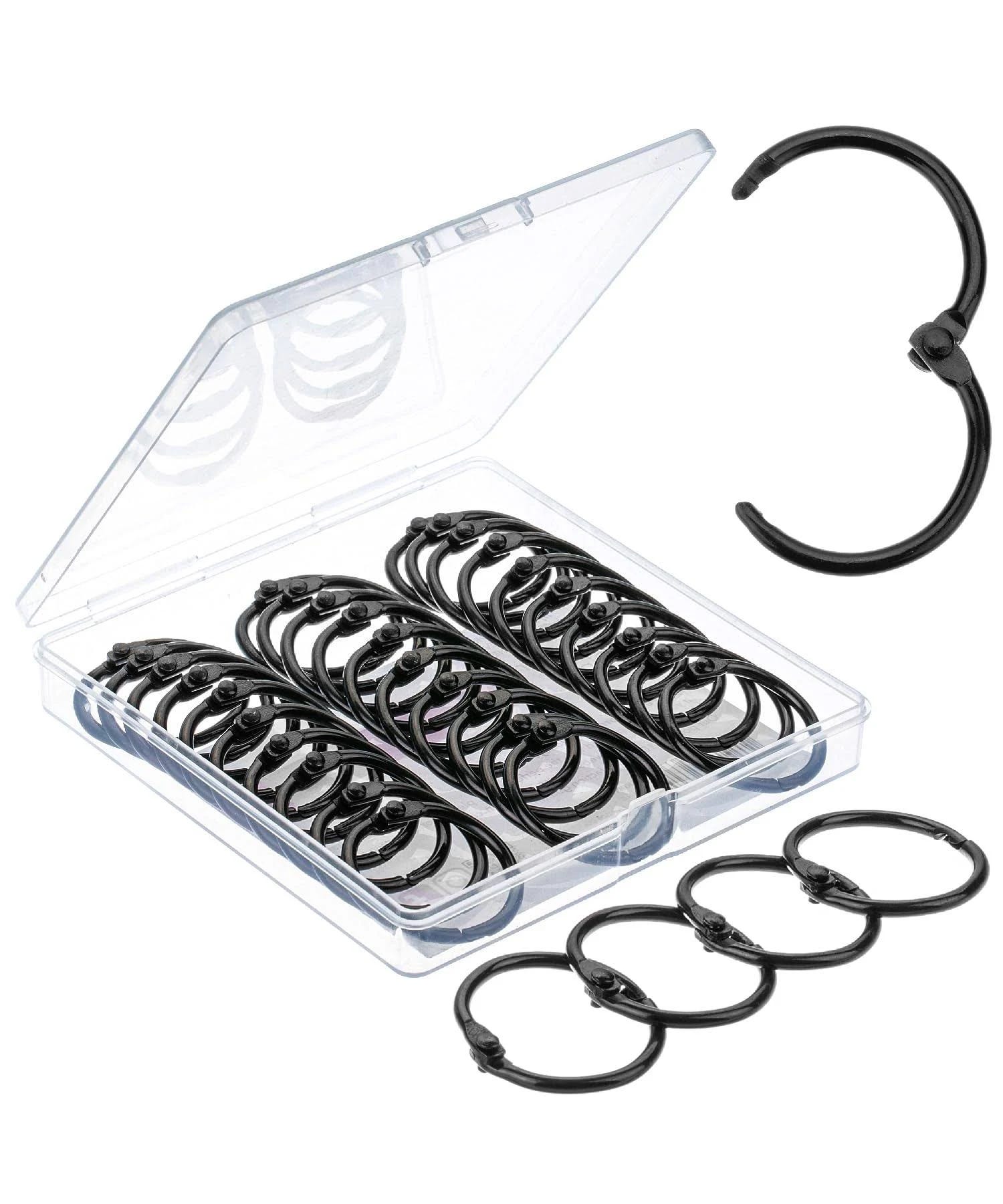 Professional Black Metal Binder Rings Set (40 Pieces, 1Inch) with Storage Box | Image