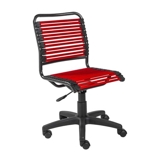 homeroots-red-flat-bungie-cord-low-back-rolling-office-chair-1