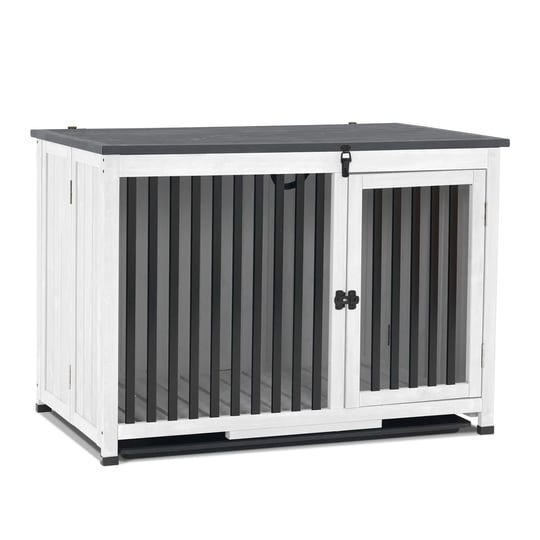 mcombo-dog-crate-furniture-with-removable-tray-solid-wood-1256-1279-1295-white-and-grey-39-6-inch-x--1