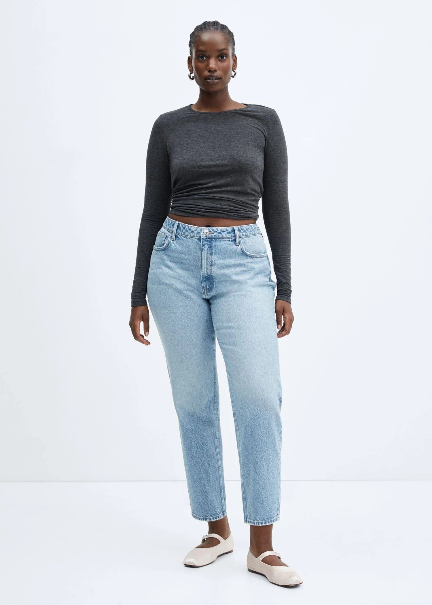 Mom High-Waist Jeans: Stylish Blue Medium 22