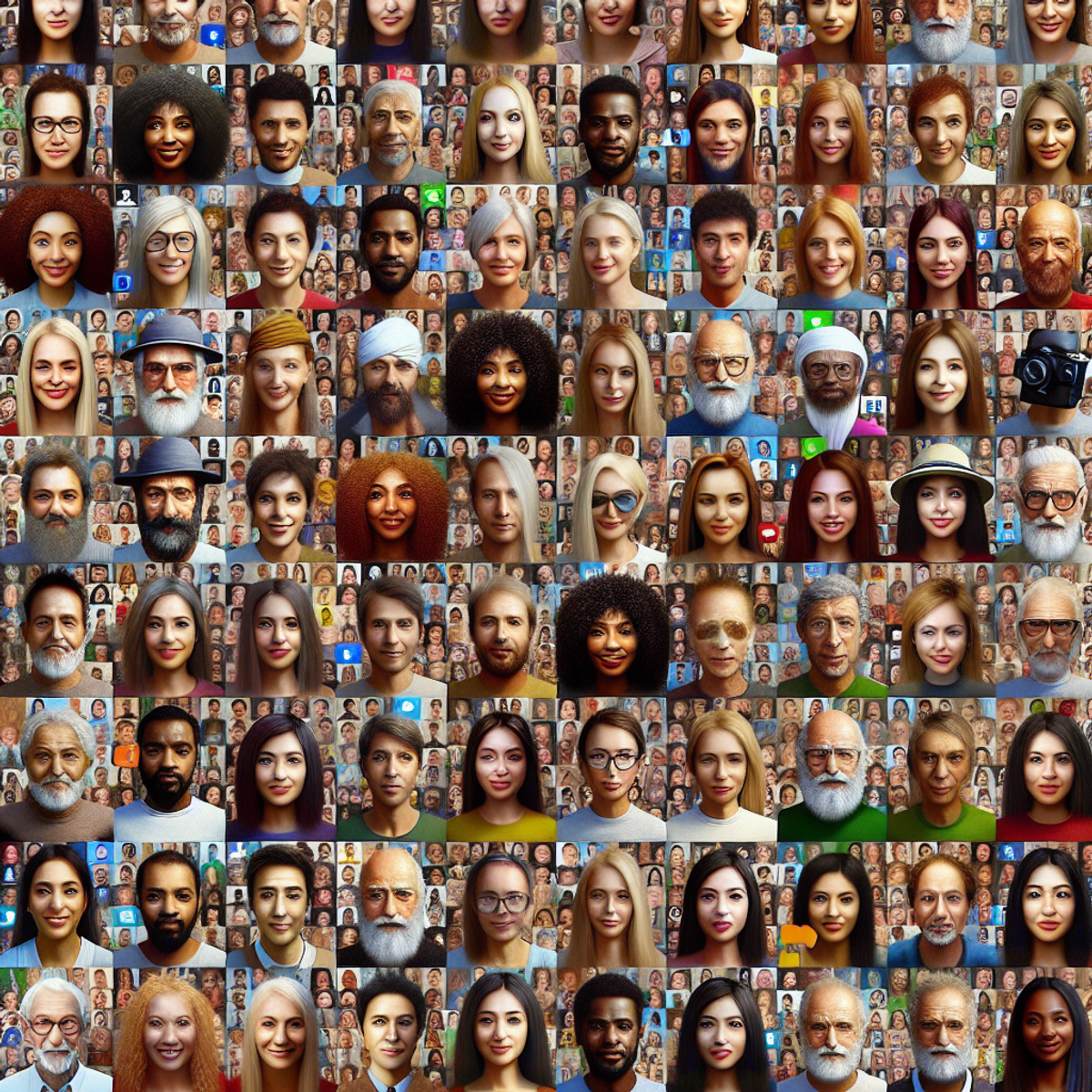 A diverse collage of profile pictures representing various cultures and ages.