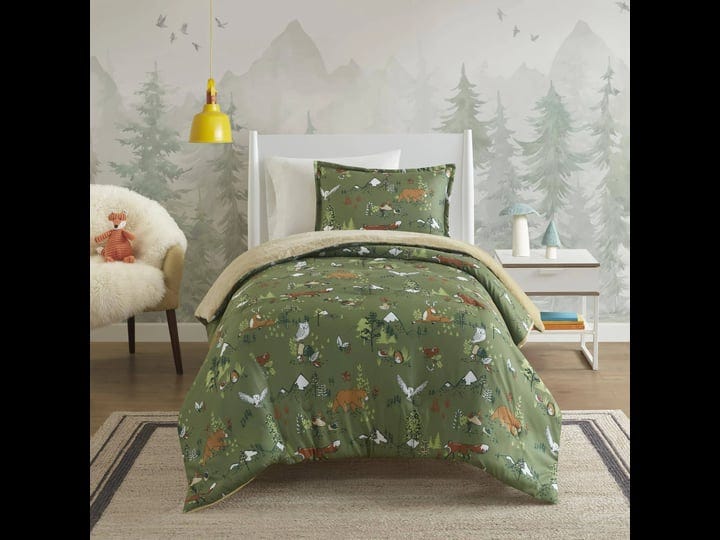 mi-zone-kids-heath-forest-animals-plush-reversible-comforter-set-twin-green-1