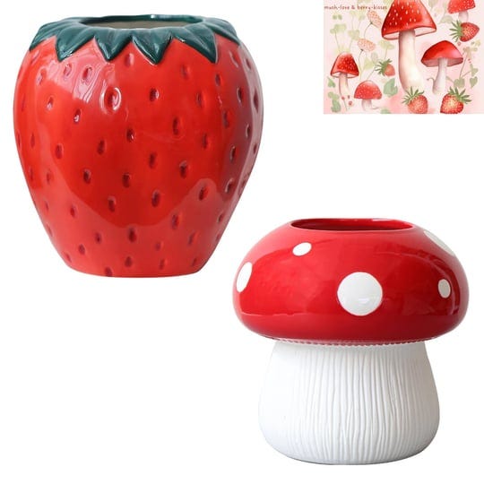 ryddelighome-strawberry-vase-mushroom-vase-set-fruit-vases-mushroom-room-decor-aesthetic-bathroom-de-1