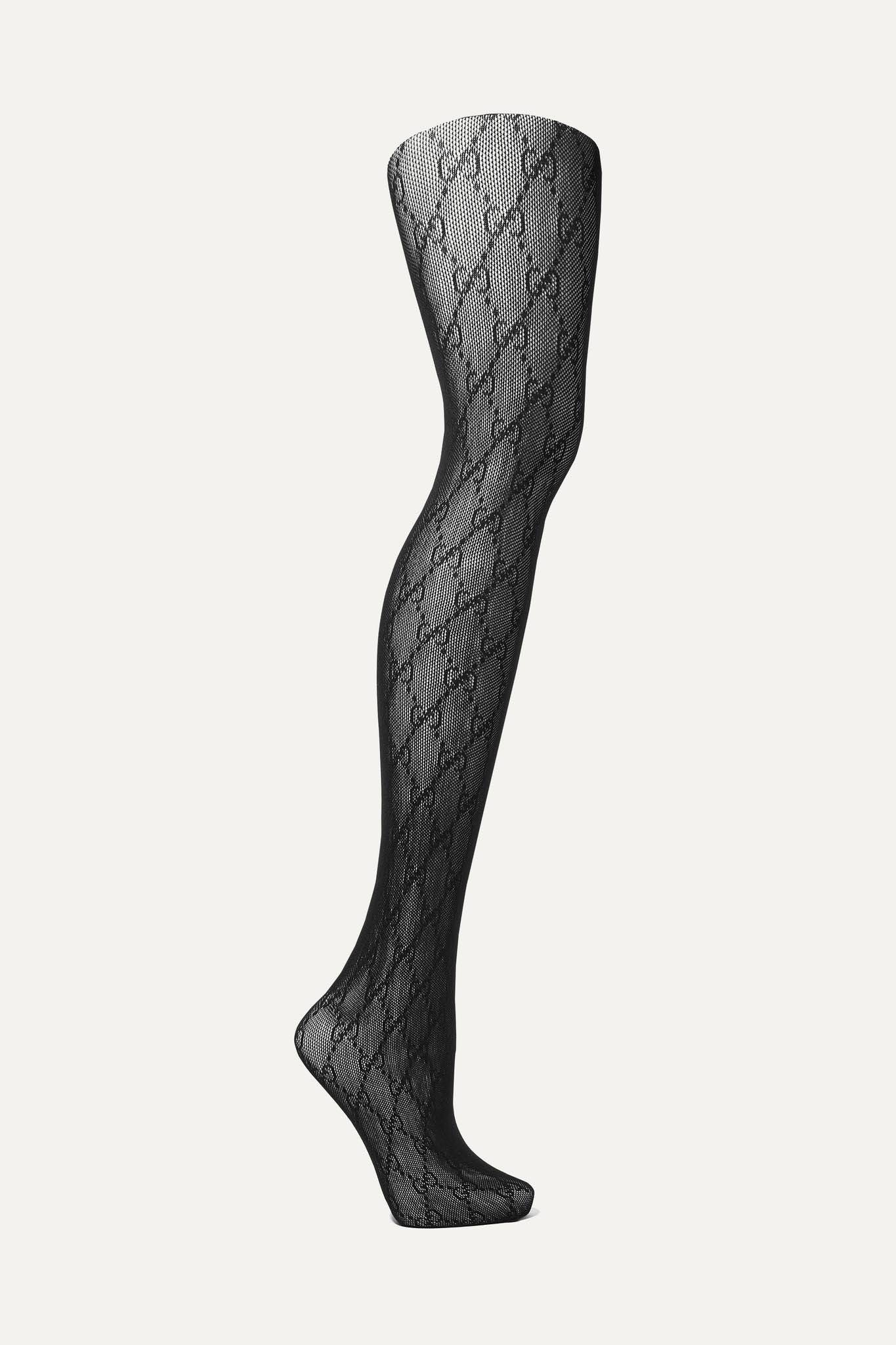 Gucci Italian Black Fishnet Tights - Elastic Waistband | Image