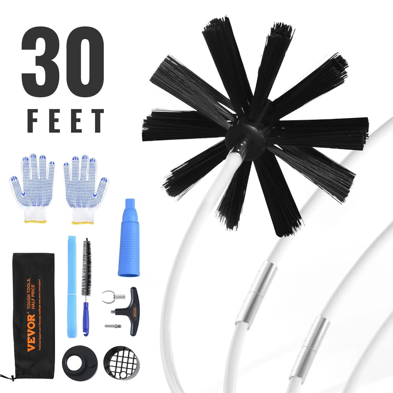 Versatile 30ft Dryer Vent Cleaner Brush Kit with Duct Cleaning Accessories | Image