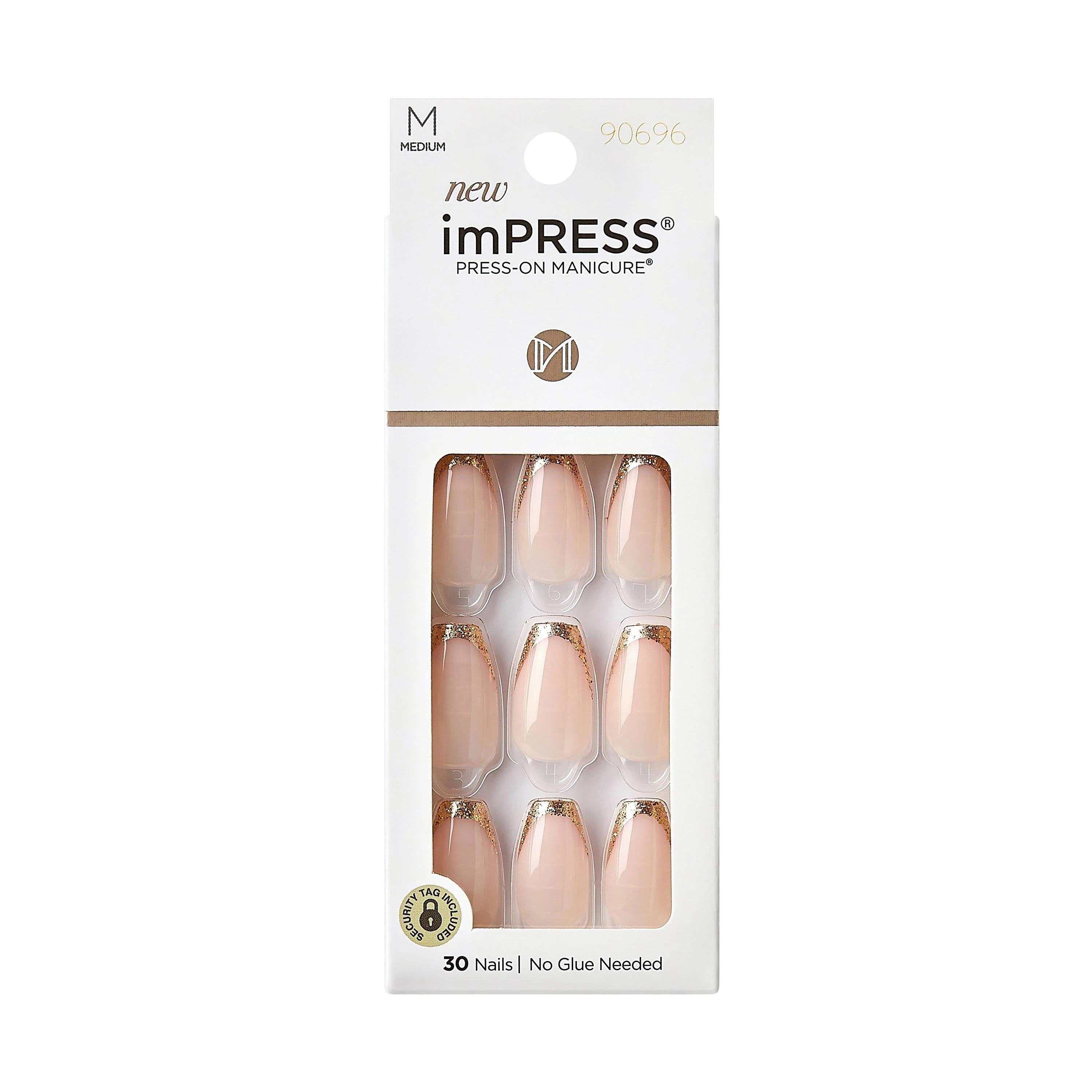 Impress Gold Glitter French Tip Press On Nails | Image