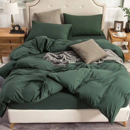 pure-era-solid-green-king-size-duvet-cover-set-jersey-knit-100-cotton-ultra-soft-stretchy-3pc-beddin-1
