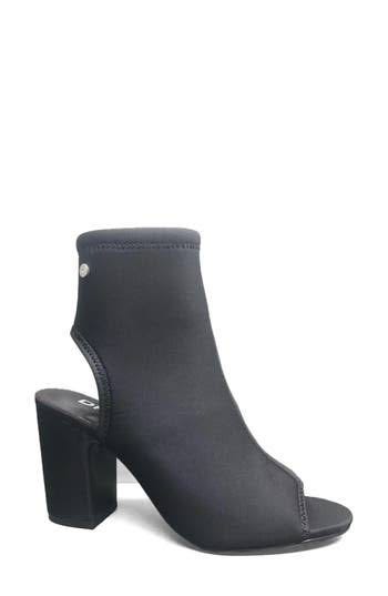 Black Open Toe Bootie with Stretch Shaft and Block Heel | Image
