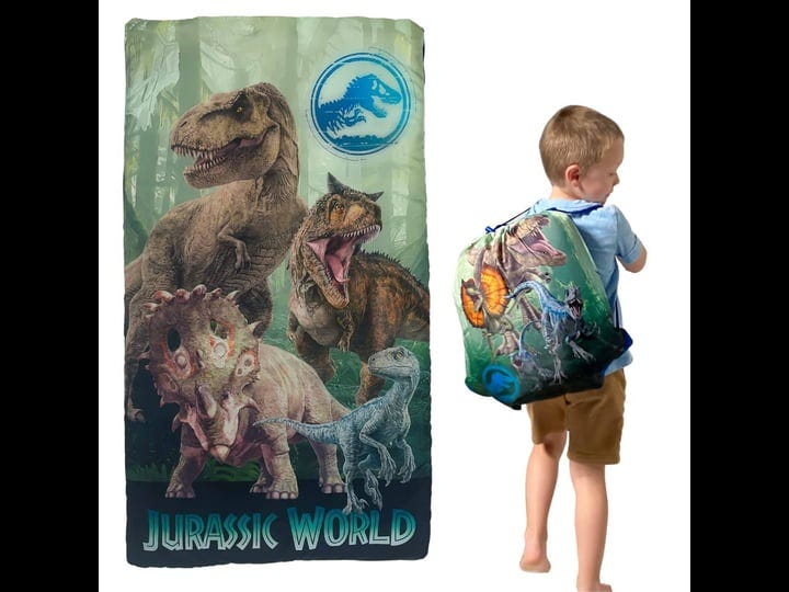 jurassic-world-kids-soft-lightweight-2-piece-sleeping-slumber-bag-and-sling-bag-set-46l-x-26w-offici-1