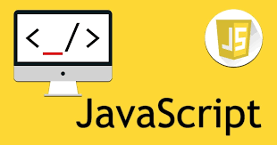 A desktop with JavaScript logo by the side and JavaScript beneath it