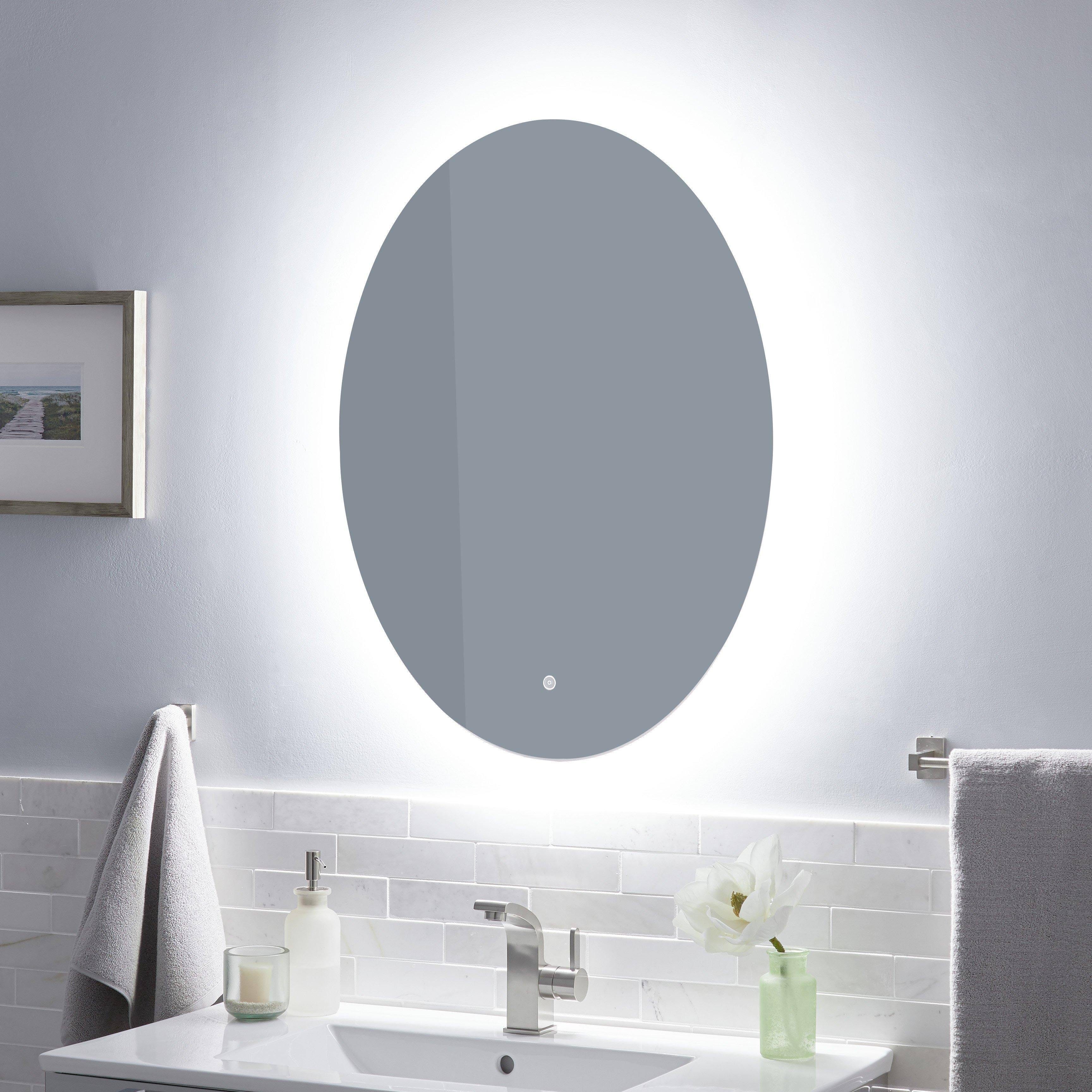 Fahlman Oval Touch-Sensitive Lighted Mirror with Adjustable LED Lights | Image