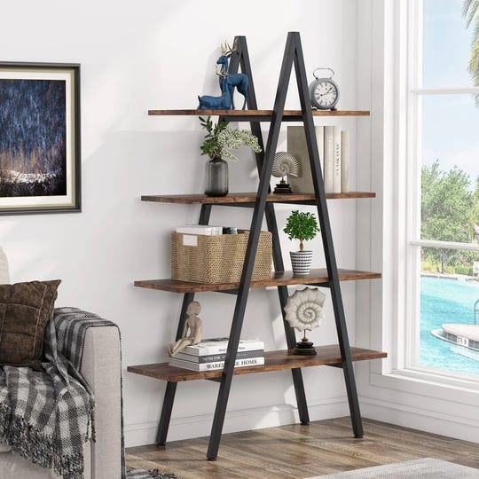 tribesigns-a-frame-ladder-bookshelf-4-tier-display-rack-modern-bookcase-open-storage-brown-size-35-5-1