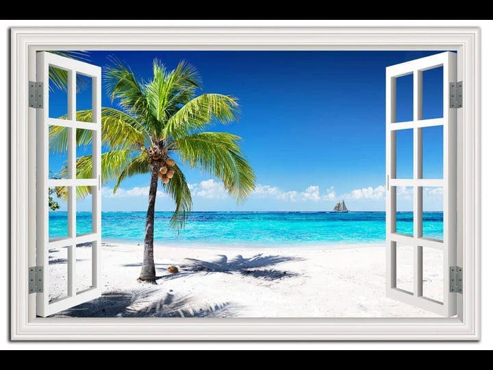 beach-pictures-wall-art-decor-for-living-room-blue-ocean-painting-decor-for-bedroom-white-window-fra-1