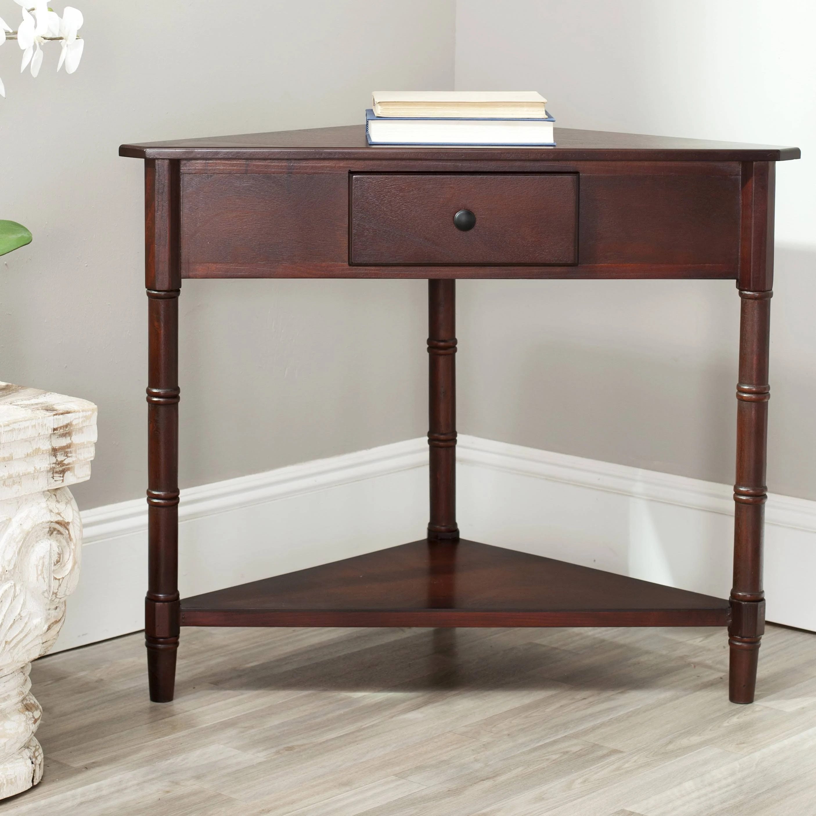 Charming Corner Table With Storage Drawer | Image