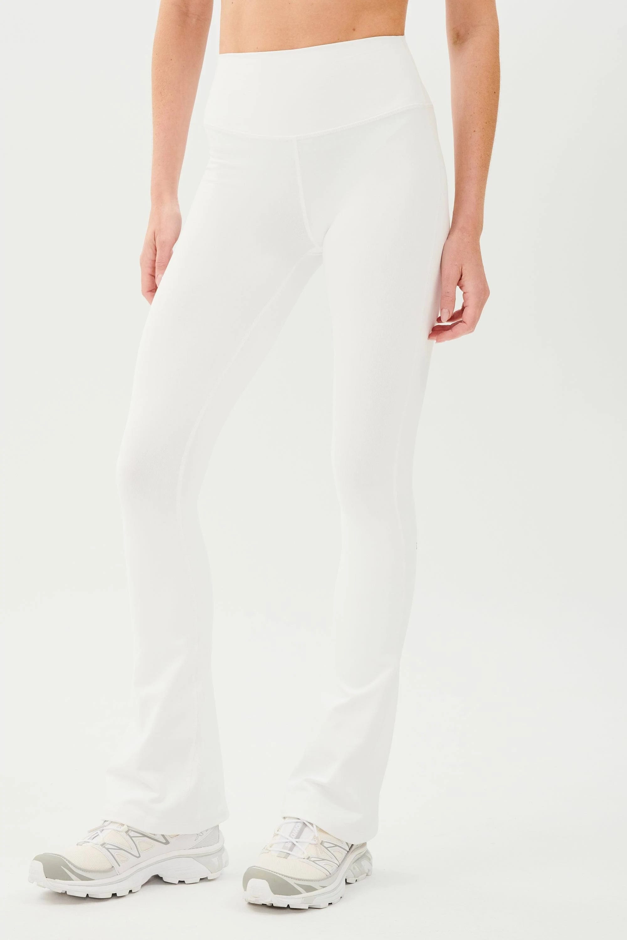 High-Waist Supplex Flare Pants in White for Athletic Workouts | Image