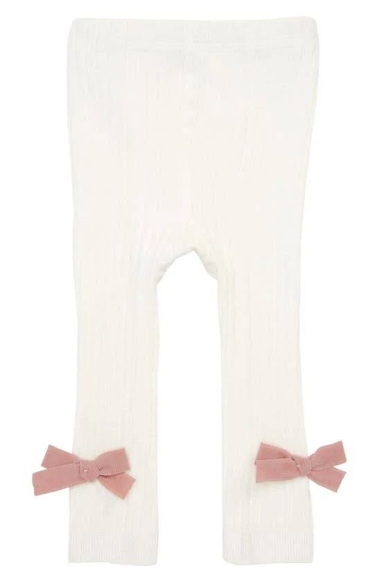 Girl's White Leggings with Ribbed Design | Image